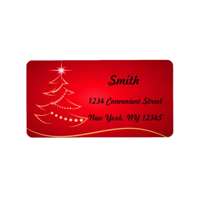 Etiqueta de dirección de retorno de árbol de Navid (Frente)