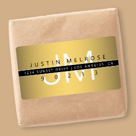 Etiqueta de dirección de retorno de aspecto dorado