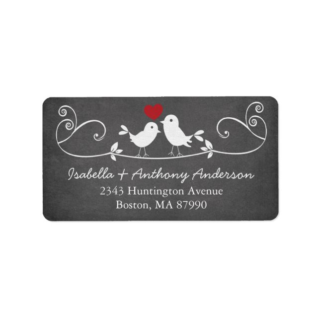Etiqueta de dirección de retorno de aves amorosas  (Frente)
