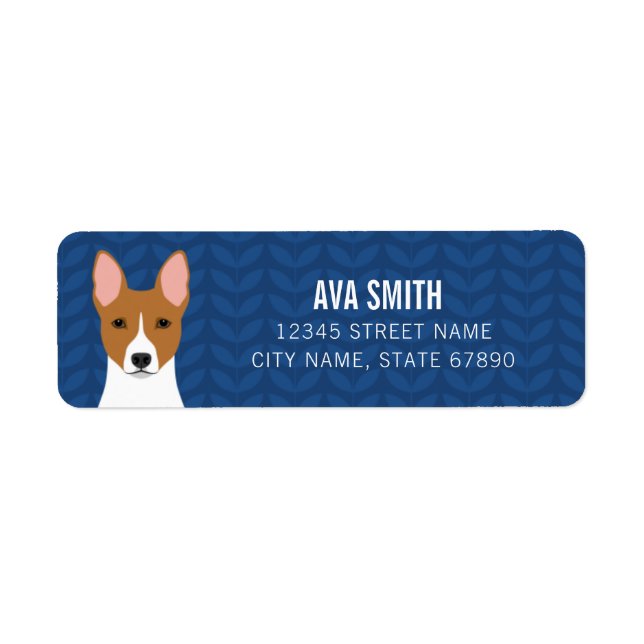 Etiqueta de dirección de retorno de Basenji (Frente)