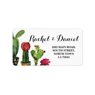 Etiqueta de dirección de retorno de Boda Cactus Fi