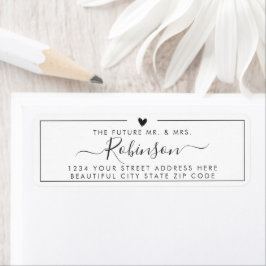 Etiqueta de dirección de retorno de Boda de script