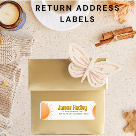 Etiqueta de dirección de retorno de Boho Sun simpl