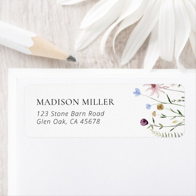 Etiqueta de dirección de retorno de Boho Wildflowe (In situ)