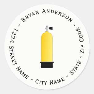 Etiqueta de dirección de retorno de buceo de Scuba