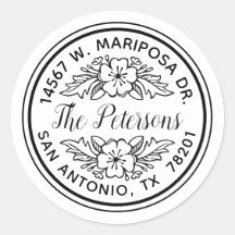 Etiqueta de dirección de retorno de caligrafía flo