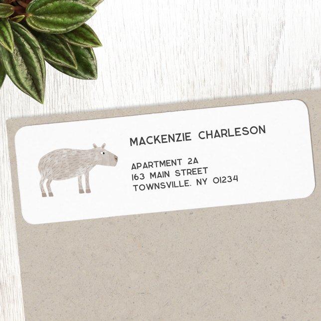 Etiqueta de dirección de retorno de Capybara (Fun capybara return address personalized labels)