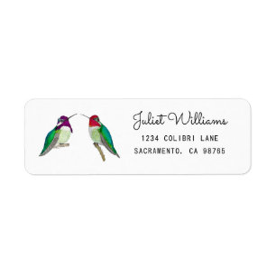 Etiqueta de dirección de retorno de colibrí