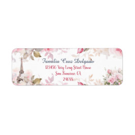 Etiqueta de dirección de retorno de color rosa flo