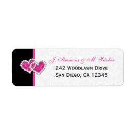 Etiqueta de dirección de retorno de corazones rosa
