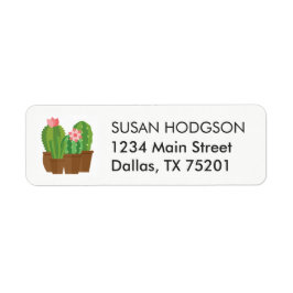 Etiqueta de dirección de retorno de flor de cactus
