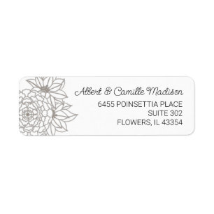 Etiqueta de dirección de retorno de flor gris plat