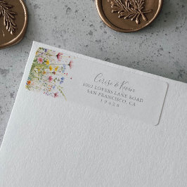 Etiqueta de dirección de retorno de flor silvestre