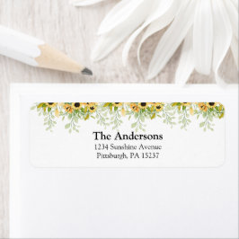 Etiqueta de dirección de retorno de girasol