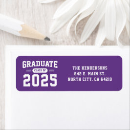 Etiqueta de dirección de retorno de graduación púr