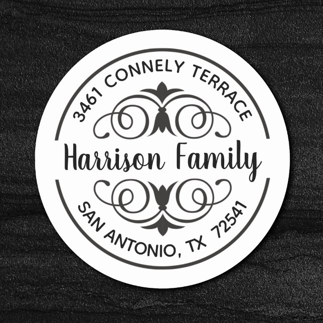 Etiqueta de dirección de retorno de guión de calig (an elegant black and white return address label. great for weddings and anniversaries)