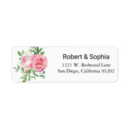 Etiqueta de dirección de retorno de la pluma rosa 