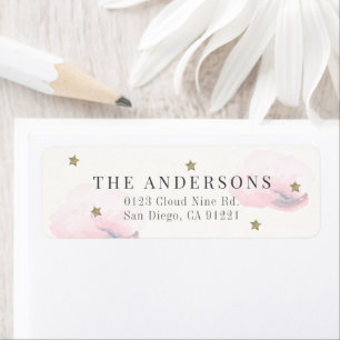 Etiqueta de dirección de retorno de las nubes rosa