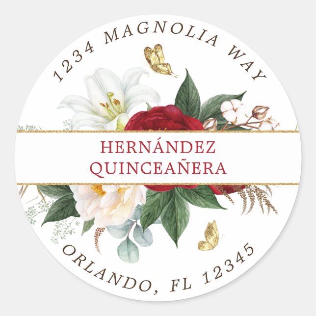 Etiqueta de dirección de retorno de mariposa dorad (Anverso)