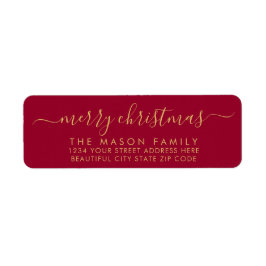 Etiqueta de dirección de retorno de Navidades Gold