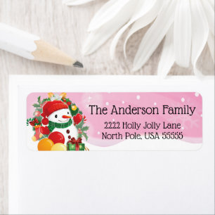 Etiqueta de dirección de retorno de Navidades Snow
