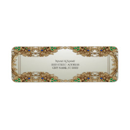 Etiqueta de dirección de retorno de ornato de oro 