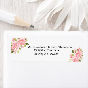 Etiqueta de dirección de retorno de oro floral de