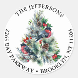 Etiqueta de dirección de retorno de pájaro rojo y 