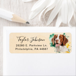 Etiqueta de dirección de retorno de perro Brittany