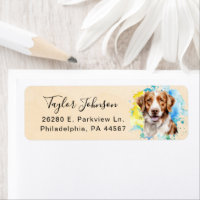Etiqueta de dirección de retorno de perro Brittany