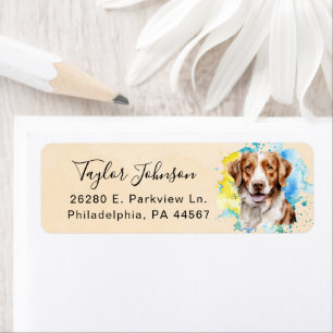 Etiqueta de dirección de retorno de perro Brittany
