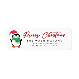 Etiqueta de dirección de retorno de pingüino de Fe