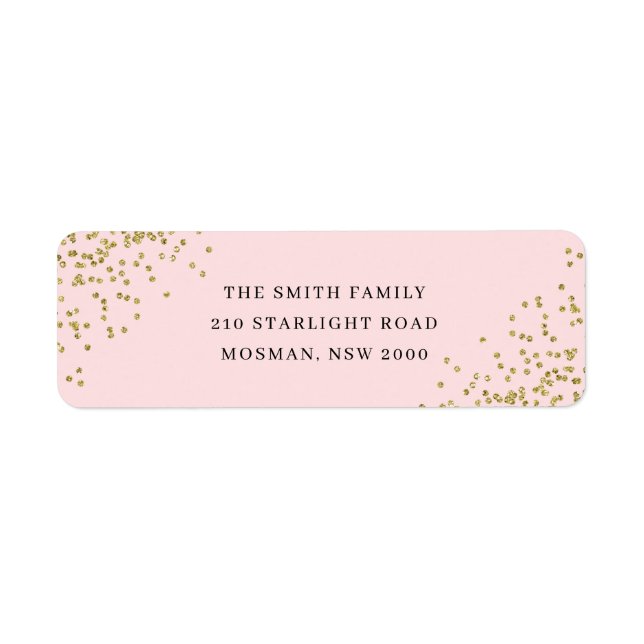 Etiqueta de dirección de retorno de Purpurina rosa (Frente)