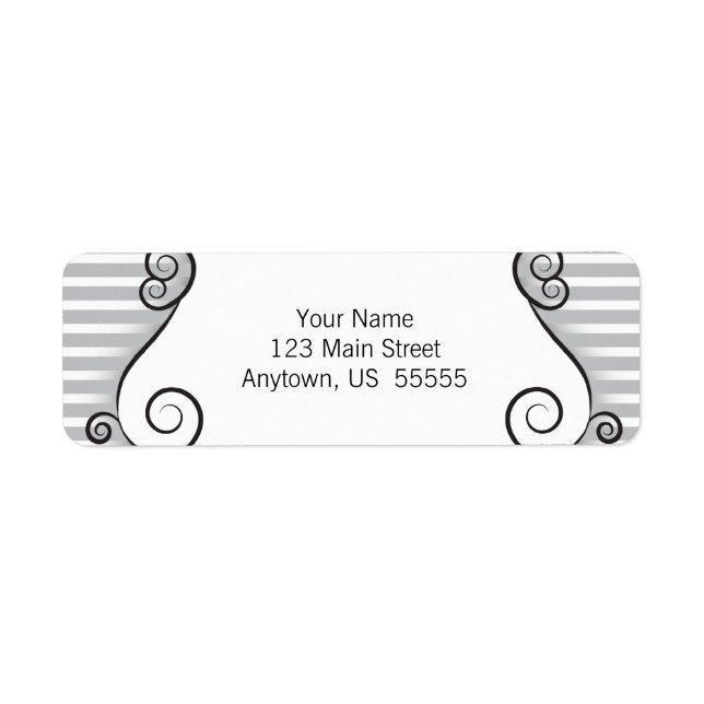 Etiqueta de dirección de retorno de rayas grises g (Frente)