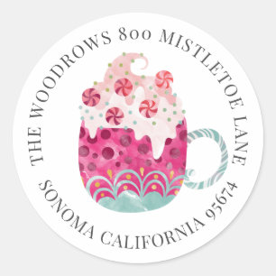 Etiqueta de dirección de retorno de taza de chocol