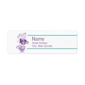 Etiqueta de dirección de retorno de té morado y tu