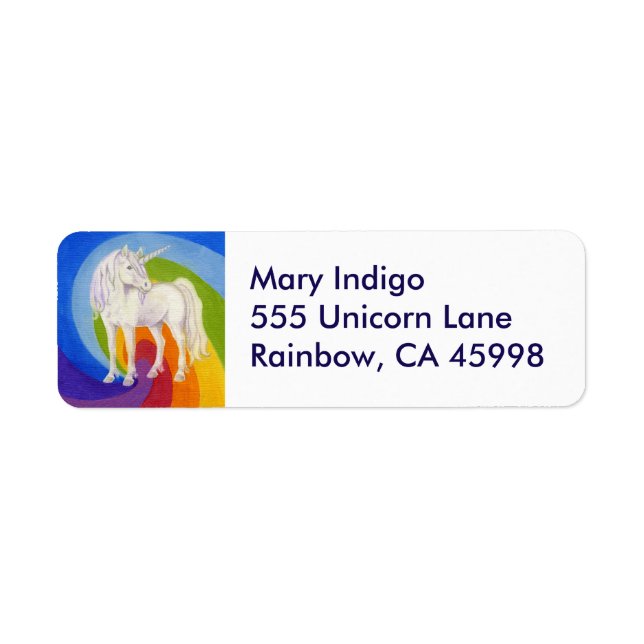 Etiqueta de dirección de retorno de unicornio (Frente)