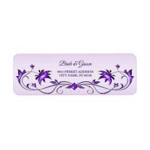 Etiqueta de dirección de retorno decorativa morada