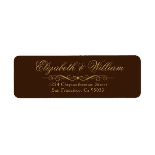 Etiqueta de dirección de retorno dorado simple y m