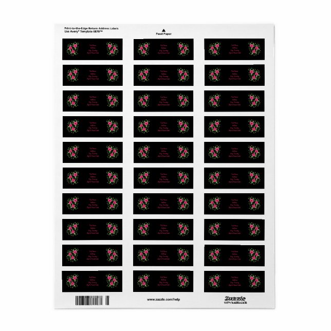 Etiqueta de dirección de retorno elegante en negro (Hoja Entera)