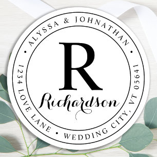Etiqueta de dirección de retorno elegante monogram