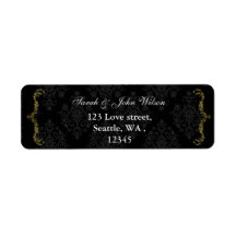 etiqueta de dirección de retorno en negro dorado