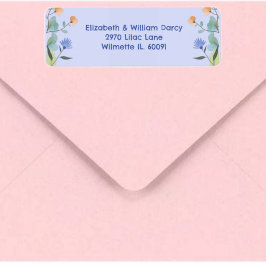 Etiqueta de dirección de retorno floral amarilla y