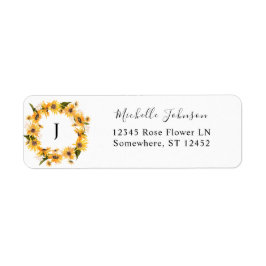 Etiqueta de dirección de retorno floral de girasol