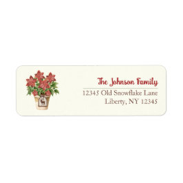 Etiqueta de dirección de retorno floral de Navidad