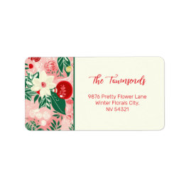 Etiqueta de dirección de retorno floral de Navidad
