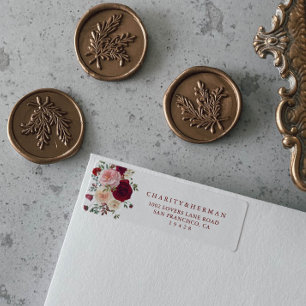 Etiqueta de dirección de retorno floral de Rubor r