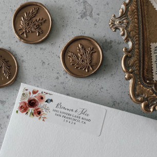 Etiqueta de dirección de retorno floral elegante d