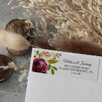 Etiqueta de dirección de retorno floral simple de 
