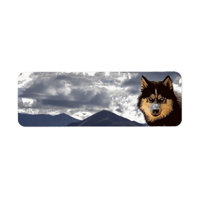 Etiqueta de dirección de retorno Husky Siberian (Frente)